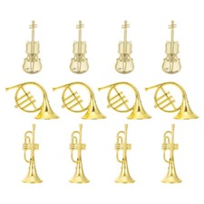12PCS CurvedHorns Straight Horns Violins Musical Instrument Ornaments Trumpet