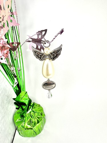 Ganz Friends Forever Silver Tone Metal w/ Pearl Angel Christmas or Car Ornament - Picture 3 of 16