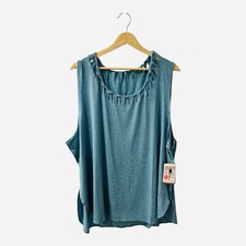 Shape Active Women’s Teal Blue Tank Top Plus Size 2X Scoop Neck Moisture Wicking