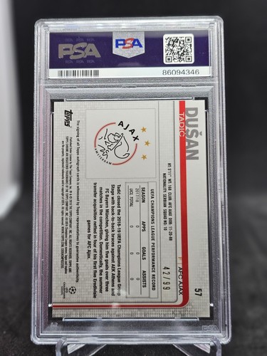 2018 Topps Chrome UCL Dusan Tadic Auto /99 PSA 10 - Picture 2 of 2