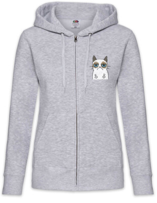 Cat II Damen Zipper Hoodie Fun Cats Addiction Addicted Love Geek Nerd
