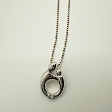 Sterling Silver 925 Mother and Child Family CZ Pendant Necklace 19"