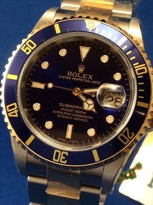 ブルーe Rolex Submariner 16613 Silver and Gold Oyster