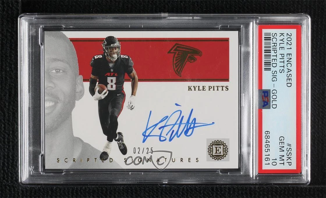 Kyle Pitts Panini Encased Scripted Signatures #SSKP Gold