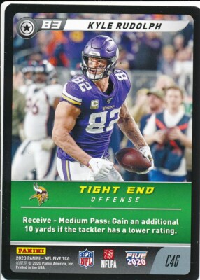 Kyle Rudolph Rookie Card C46 KYLE RUDOLPH 2020 Panini Five Football TCG VIKINGS | eBay