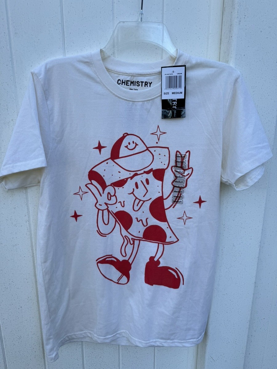 Chemistry Size Medium Pizza Slice Character Peace Sign Tshirt