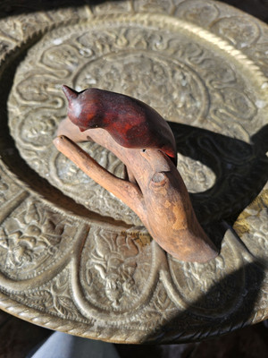 MCM WOOD CARVED SCULPTURE QUAIL BIRD 