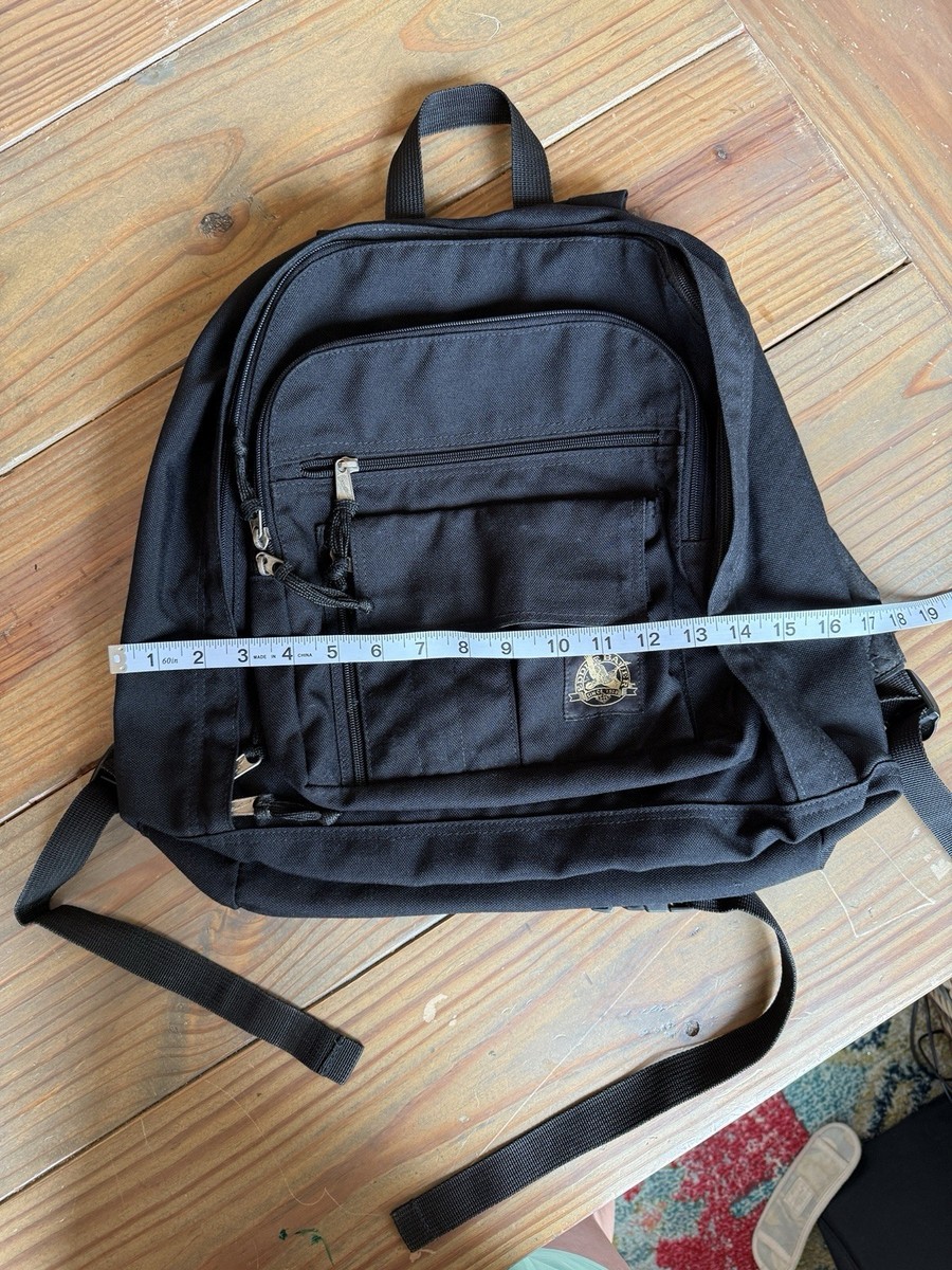Vintage Eddie Bauer Backpack Black Canvas Multi Pocket 90s