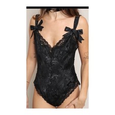 Victoria's Secret Vintage Gold Label Lingerie Lace Teddy Black Medium