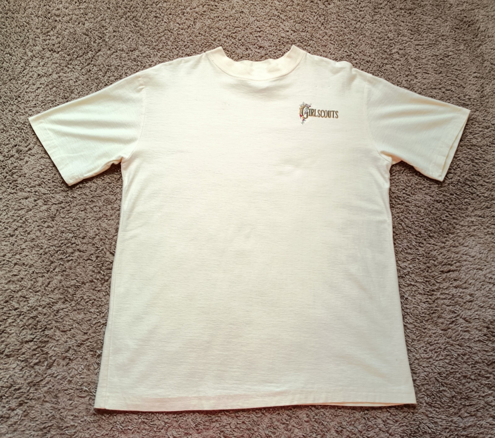 Vintage Girl Scout Men's Large T-Shirt  Yellow Embroidered Short Sleeve 90s