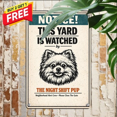 Beware Area Patrolled by Long-Haired Dog Tin Metal Sign Funny Guard Pet Decor
