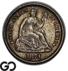1871 Seated Liberty Half Dime, Choice Uncirculated++ Collector Type Coin
