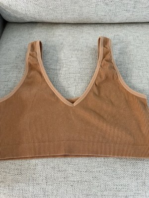 Colsie Size XL Women's Bralette Tank Ribbed Golden Rust Reversible V Neck Round