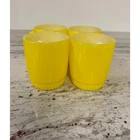 Vintage Yellow Fire King Mugs Set of 4 – Milk Glass Stackable Coffee Cups