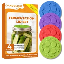 OAKDOLCHE 4Pcs Silicone Fermentation Lids for Wide Mouth Mason Jars