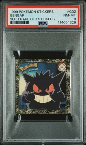1999 POKEMON STICKERS SER 1 RARE GOLD STICKERS #R02 GENGAR PSA 8