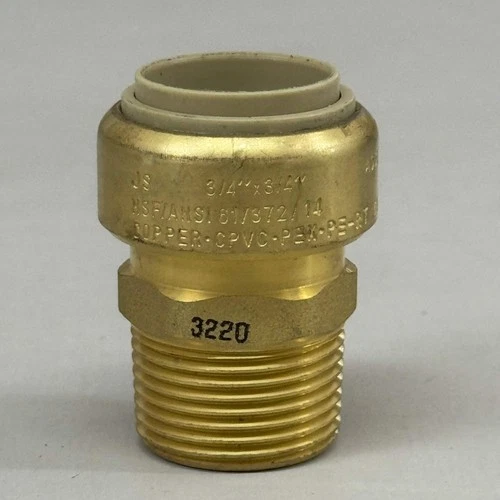 JONES STEPHENS (3 Pack) Plumbite Push On Male Adapter 3/4"x3/4" Brass C77418LF - Picture 2 of 7