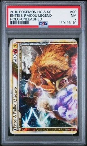 Pokémon 2010 Entei & Raikou Legend 90 Unleashed Holo PSA 7 NEAR MINT