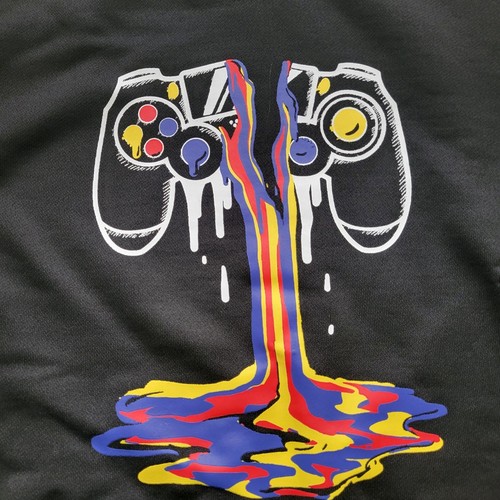 Shein boys size 13-14 yrs game controller drip black long sleeve pullover hoodie - Picture 3 of 5