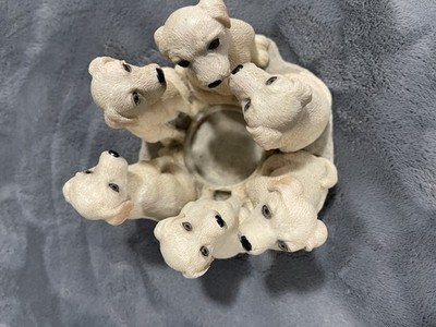 Circle of Yellow Lab dog puppies votive jar candle holder figurine Decor CCI2002