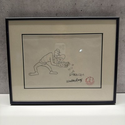 VINTAGE RARE BUZZ BUZZARD SKETCH DRAWING WALTER LANTZ FRAMED 11x14''