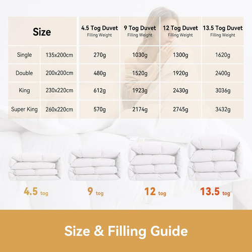 Luxury Single Size Duvet 9 Tog Goose Feathers down Duvet｜600Tc Breathable 100% C - Afbeelding 8 van 12