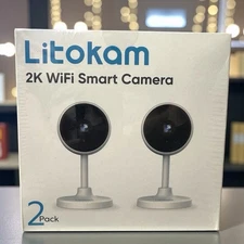 Litokam Camera Home Security Night Vision 2K Motion Detection 2 Way Audio New