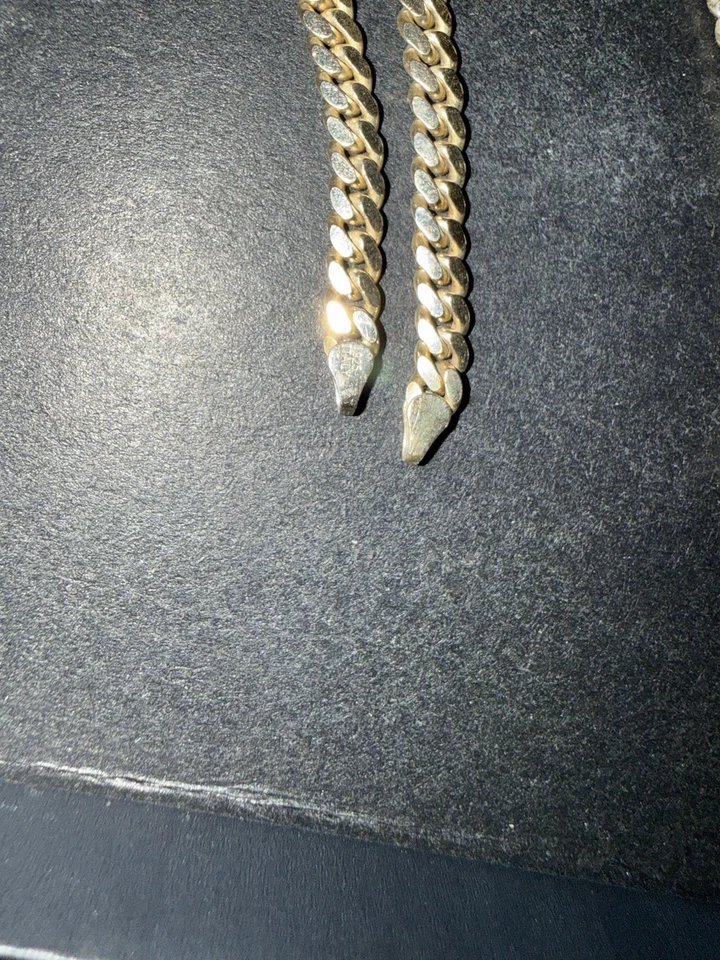 Cadena de eslabones cubanos chapada en oro de 14K para hombre, Italia 925 Foto 2 de 2