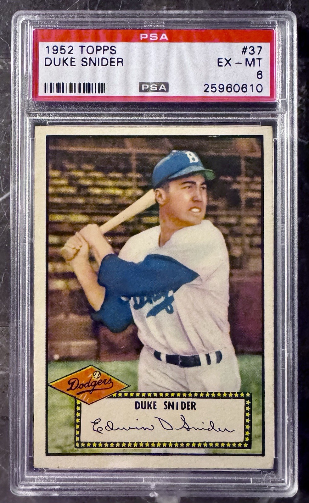 1952 Topps #37 Duke Snider HOF Dodgers PSA 6 Well Centered