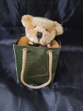 Harrods Soft Toys Plush Brown Bear in Green Bag 6" Still Attached To Bag