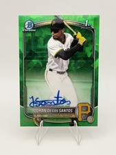 Johan De Los Santos 2025 Bowman Chrome Sapphire Green Auto /99 #CPSA-JDL Pirates
