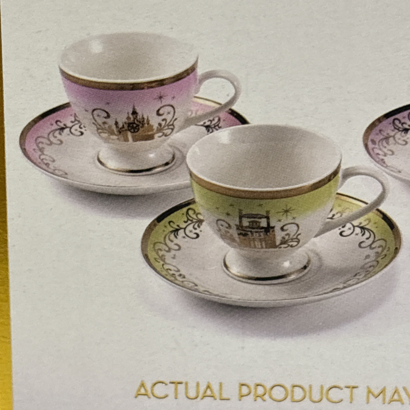 New! Disney Princess 8 Piece Ceramic Teacup Set Tiana Rapunzel Mulan Aurora