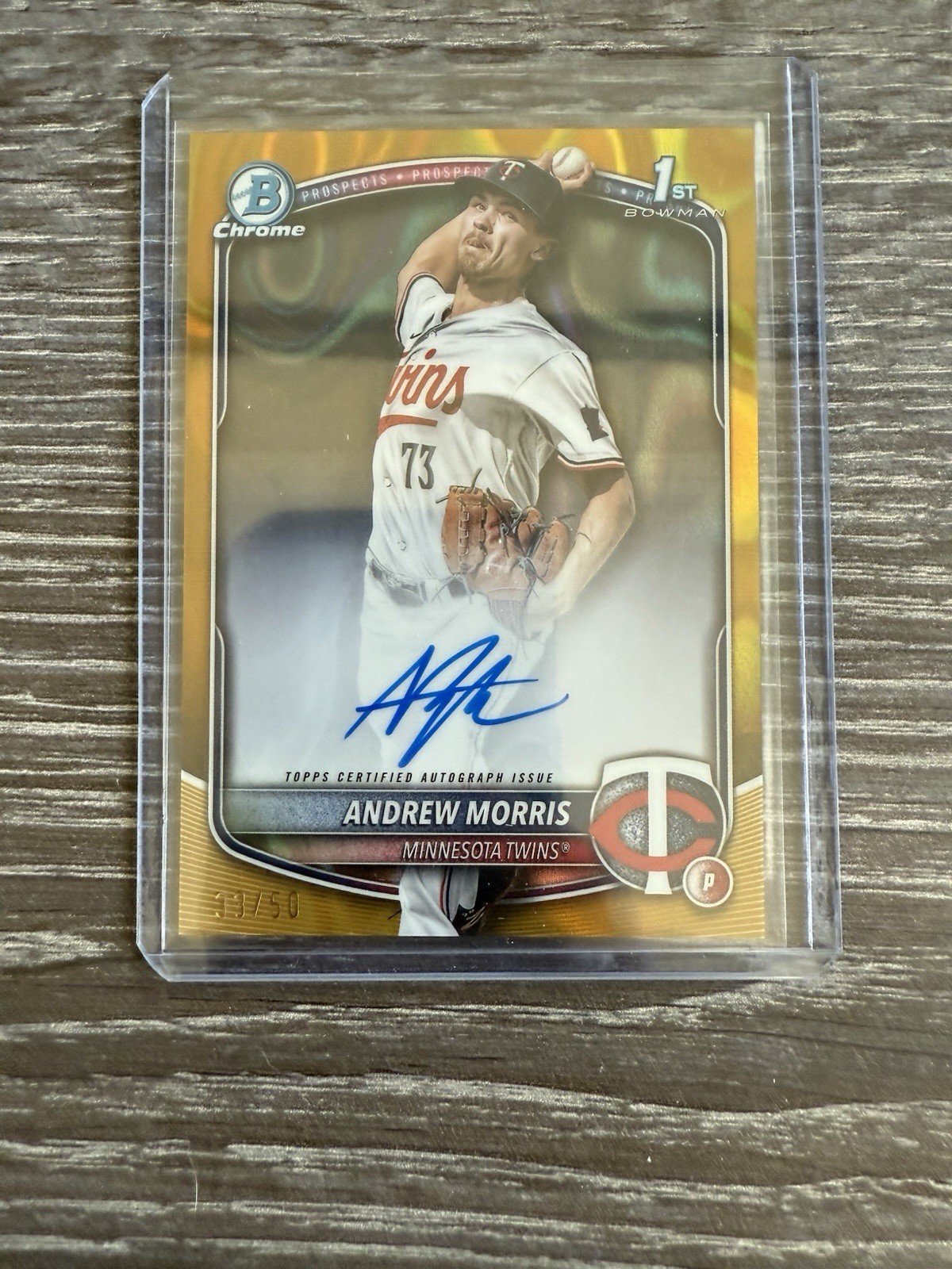ANDREW MORRIS 2025 BOWMAN CHROME 1ST AUTOGRAPH GOLD LAVA AUTO /50