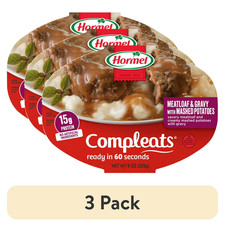 (3 pack) HORMEL COMPLEATS Meatloaf and Gravy with Mashed Potatoes, Shelf Stable 