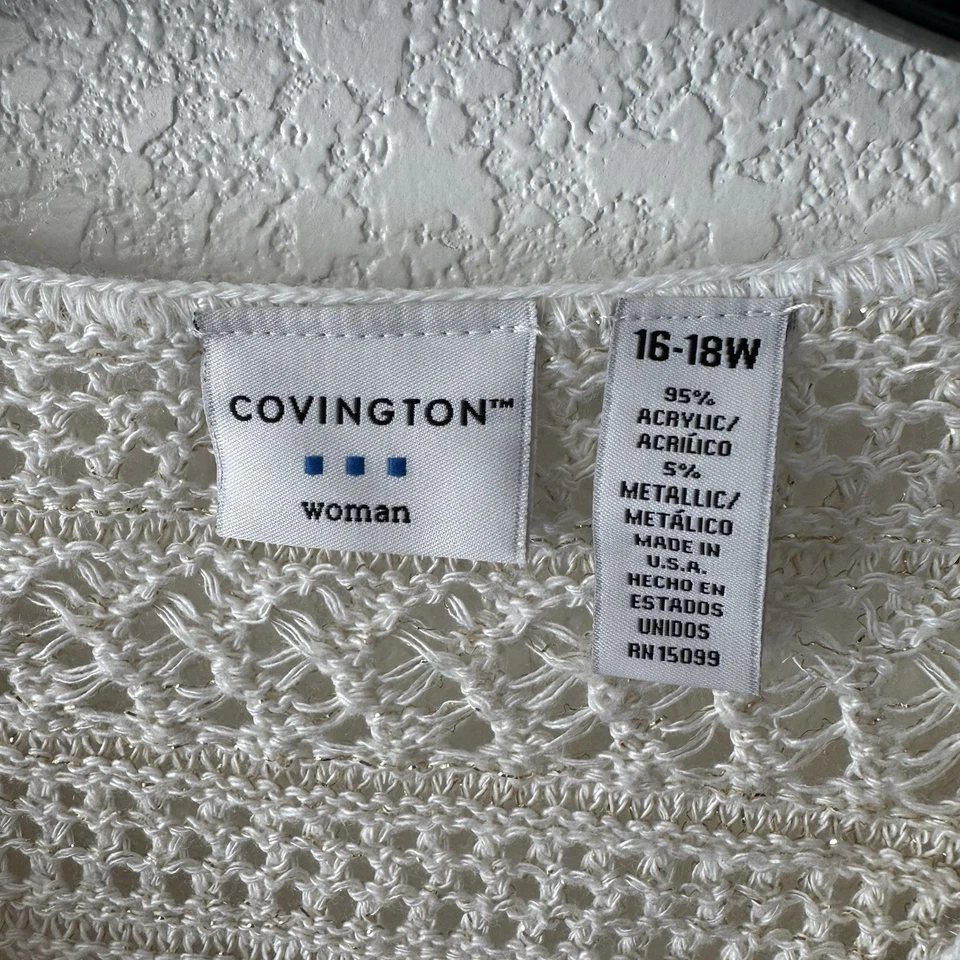 Cárdigan tejido a ganchillo como crema Covington mujer talla 16-18 con botón de perlas Foto 3 de 4