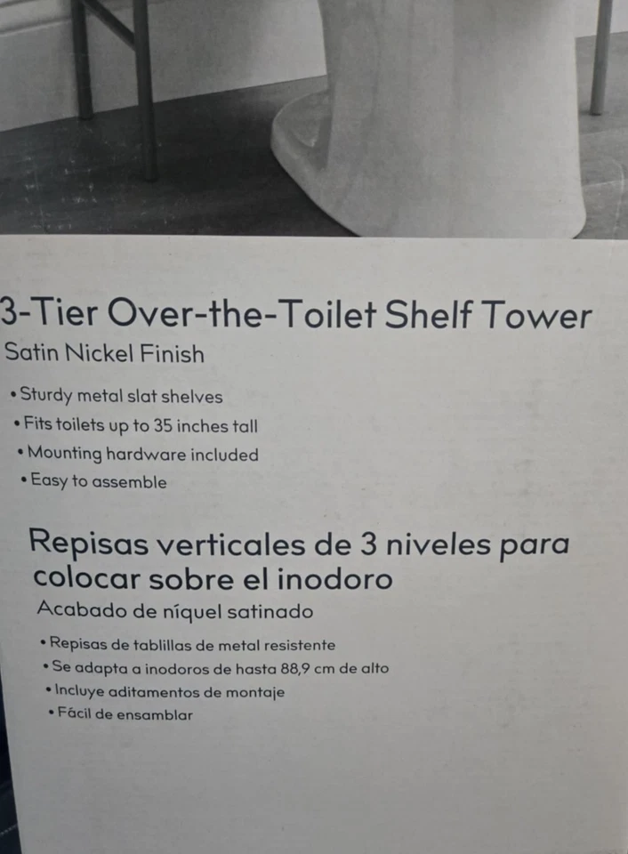 Over the Toilet Rack3 Tier Tower Shelf Bathroom Storage Organizer Space Save NEW - Image 2 of 4