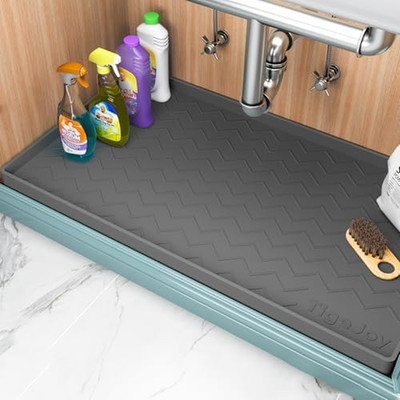 under Sink Mat 22'''' X 19''''- Waterproof Silicone Shelf Protector for Kitchen and 