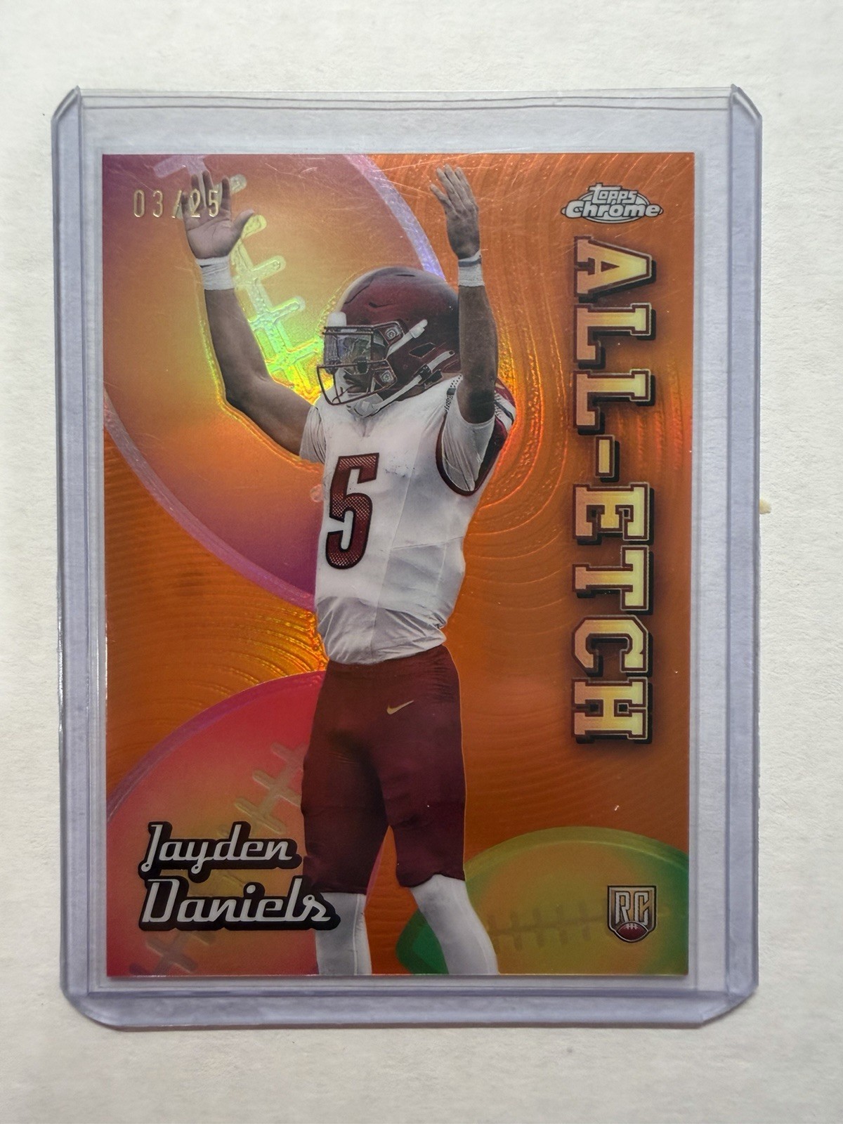 Jayden Daniels Topps Chrome Chrome All-Etch #CAEJD Orange Refractor