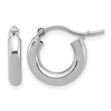 14k White Gold Polished 3mm Polished Hoop Earrings Perfect Gift for Her