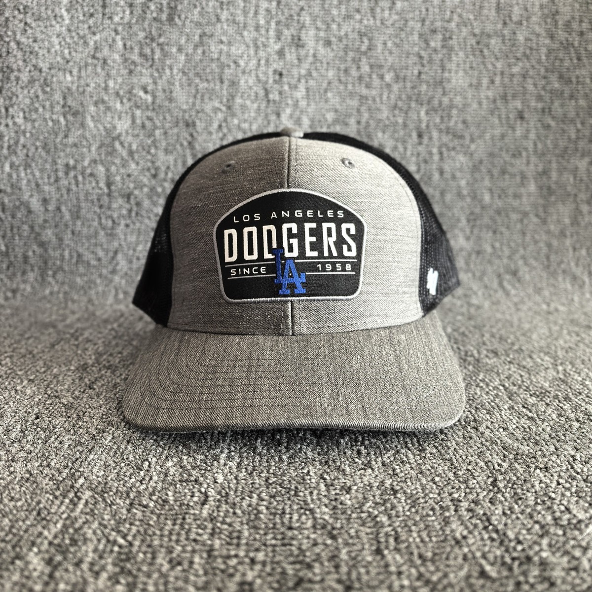 '47 Brand Los Angeles Dodgers MLB Trucker Snapback Hat Gray Black Patch Cap