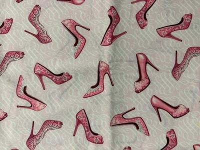 City Style Marco Fabrics David Textiles Pink heels shoes cotton fabric 42x29