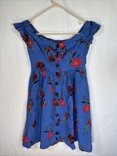 Urban Outfitters Blue Milkmaid Linen Mini Sundress XS Summer Festival Beach Boho
