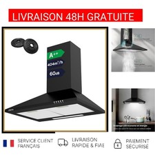 Hotte Aspirante Murale CIARRA 60cm 404m³/h Noir LED Classe A++