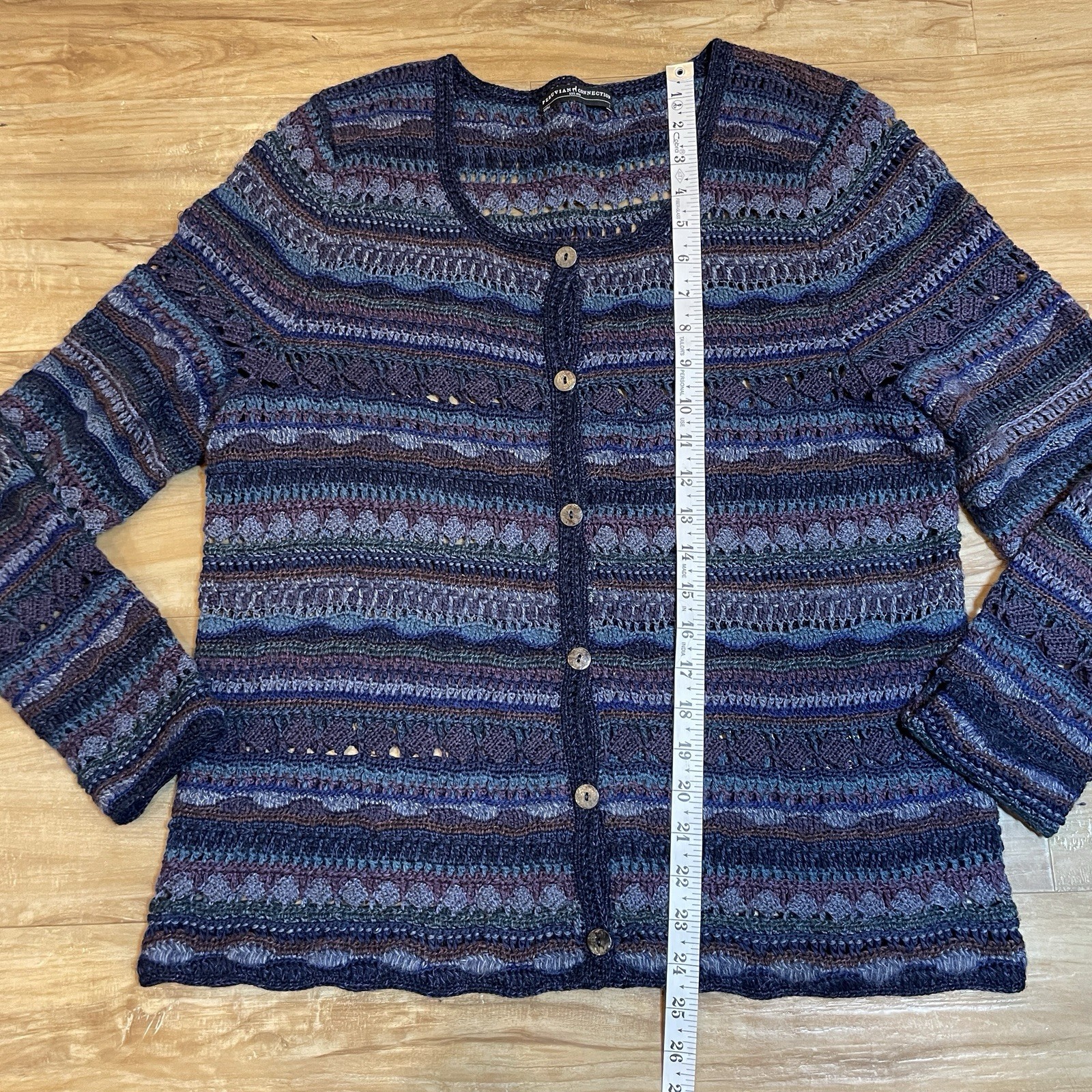 Peruvian Connection Button Lace Knit Cardigan,  B… - image 11