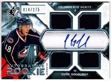2012-13 Upper Deck SPx Autographed Rookie Jersey CODY GOLOUBEF 4 /275 UD RC Auto