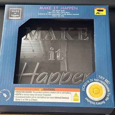 Make It Happen Neon LED Plug Light Sign 7''x7'' Lamp Party Gift Display Wall Decor
