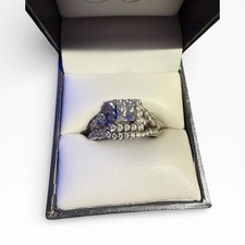 Cubic Zirconia Halo Engagement Set 925 Silver Size 7