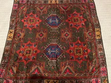 Vintage Liz Claiborne Silk Brown, Green, Red, Blue Aztec-Square Scarf-30 x 30.5