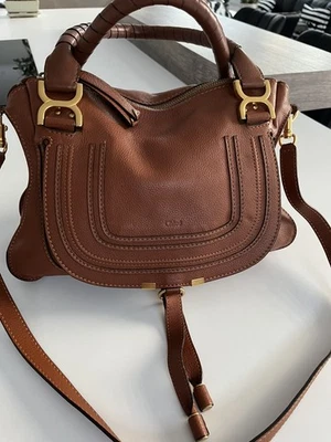 Chloé Marcie Medium Tan hellbraun Cognac Leder Handtasche - Bild 1 von 4