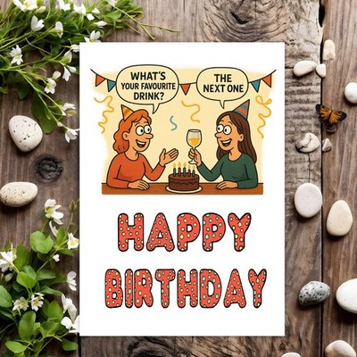 Funny Birthday Card Joke Humour for Her Women Female - Favourite Drink ...